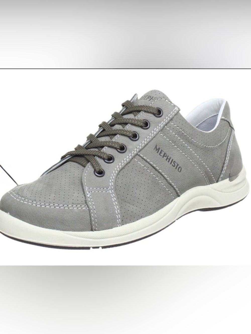 Mephisto Hero Perf Men's Light Grey Nubick Suede Lace-Up Sneaker / Sz 9 (8.5 EU)